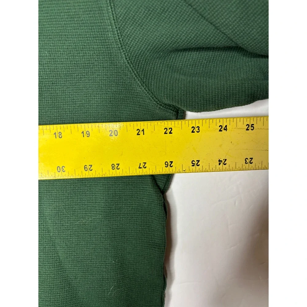 Polo Ralph Lauren Mens XL Green Waffle‎ Knit Thermal Shirt Yellow Trim V-Neck